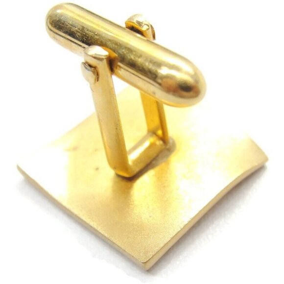 Strand Square Rolled Rope Design Vtg Cufflinks Gold Tone Tux Wedding Formal IOB - Picture 7 of 11